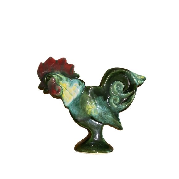Vintage ceramic rooster napkin holder green red white - Picture 1 of 6